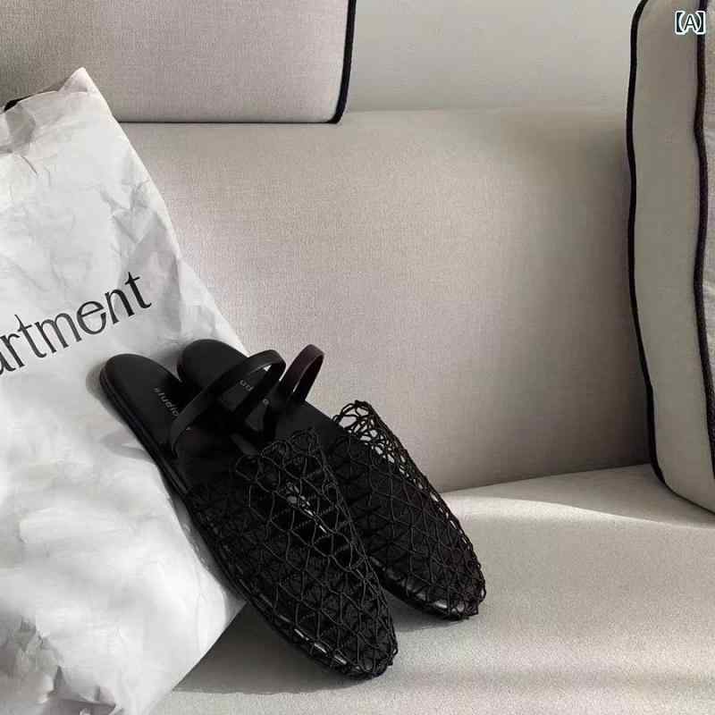 サンダル 夏用 メッシュ アウターウェア ワンストラップ フラット レディース ミュール おしゃれ お出かけ ショッピング セクシー 魅惑的 スタイリッシュ 2