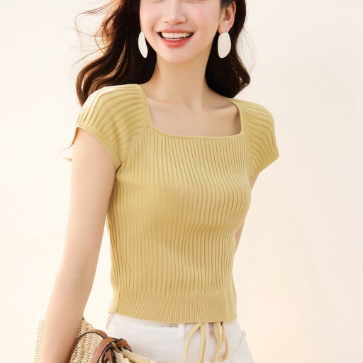 レディース トップス スクエアネック 冷感 半袖 ニット 夏 薄手 スリムフィット シンプル おしゃれ レディース トップス スクエアネック 冷感 半袖 ニット 夏 薄手 スリムフィット シンプル おしゃれ
