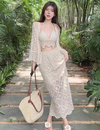 フランス 魅惑的 ニット ビーチ レディース ファッション 海 バカンス ビキニ カバーアップ ロングスカート 女性 重ね着 フェミニン 透かし編み フランス 魅惑的 ニット ビーチ レディース ファッション 海 バカンス ビキニ カバーアップ ロングスカート 女性 重ね着 フェミニン 透かし編み