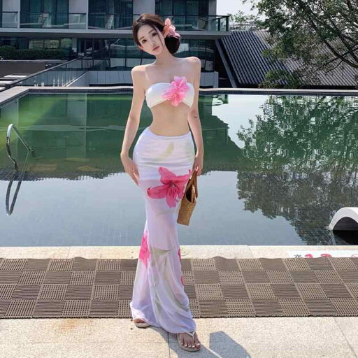 夏 衣装 水着 華やか 花モチーフ トロピカル セクシー 魅惑的 フェミニン チューブトップ プリント スカート スリーピーススーツ 女性 ピンク 夏 衣装 水着 華やか 花モチーフ トロピカル セクシー 魅惑的 フェミニン チューブトップ プリント スカート スリーピーススーツ 女性 ピンク