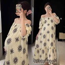 ワンピース マタニティウェア 夏 ドレス ロング 薄手 ラウンドネック ワンショルダー ゆったり 半袖 マタニティドレス ガーリー キュート かわいい おしゃれ...