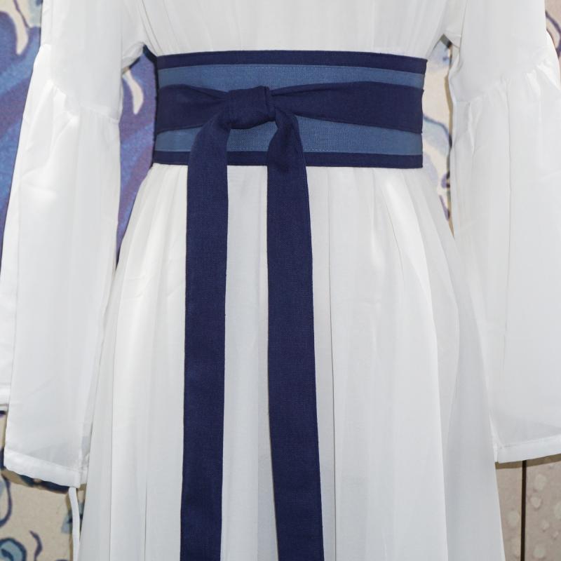 帯ベルト ガードル コスプレ 衣装 時代劇 クール 腰紐 帯 レトロ 漢服 ベルト ブルー 青 和モチーフ 綿..