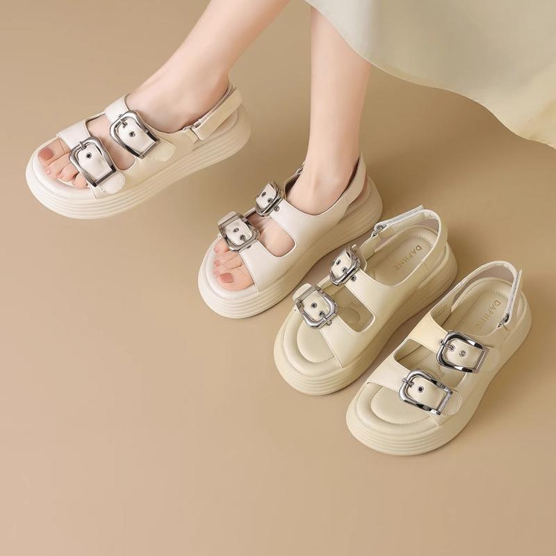 サンダル PU バックストラップ ラウンドトゥ 厚底 ミディアム ヒール ダッド ウェーディング ローマン シューズ カジュアル 快適 通気性 夏 レディース 軽量 ソフト 日常使い スポーツ