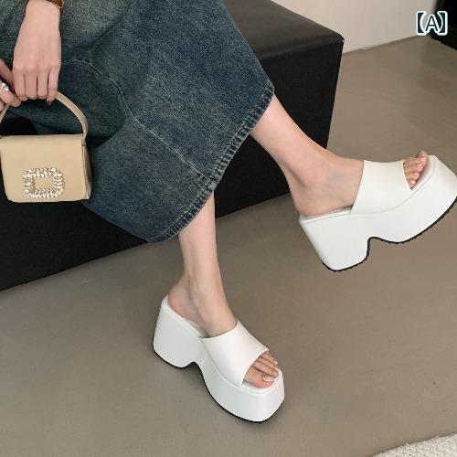 サンダル 白 厚底 11cm ウェッジ ハイヒール ワンステップ プラット フォーム スリッパ シューズ カジュアル 疲れにくい 身長アップ 夏 レディース 軽量 ソフト 日常使い エレガント