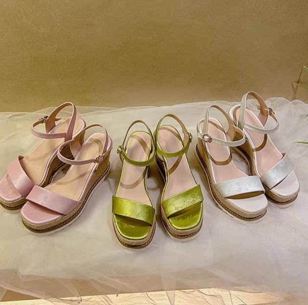 ハイヒール エレガント 厚底 オープントゥ カジュアル サンダル レディース 夏 無地 ビーチ 日常使い 大人かわいい シンプル おしゃれ