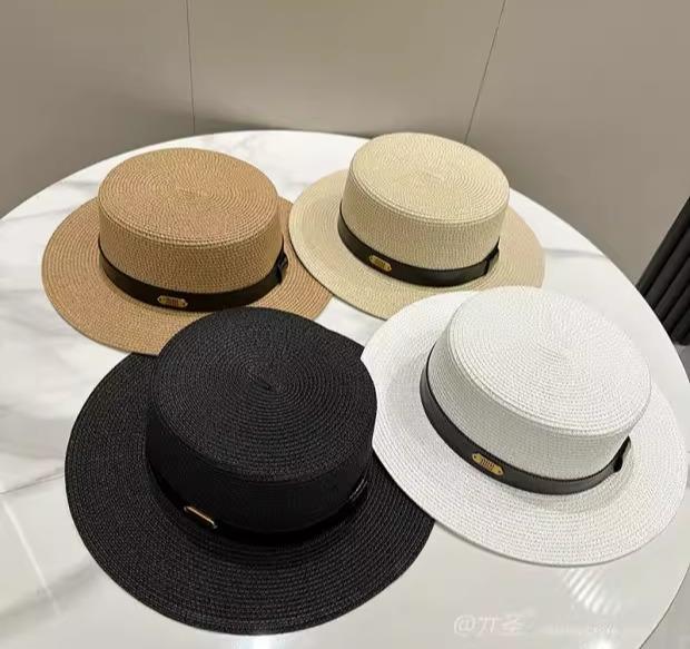 カンカン帽 男性 春 麦わら帽子 ラフィア フラットトップ 紫外線防止 ワイドプリム サンハット ビーチ ..