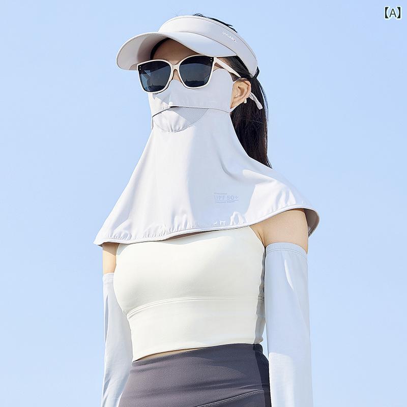 フェイスカバー付き キャップ 女性 日焼け 防止 マスク アウトドア サイクリング 顔 首 保護 夏 紫外線..