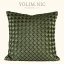 クッションカバー モダン シンプル リビングルーム ソファ 枕 レザー グリーン ベルベット 手編み 高級感 ソフト おしゃれ インテリア エレガント モダン スタイリッシュ