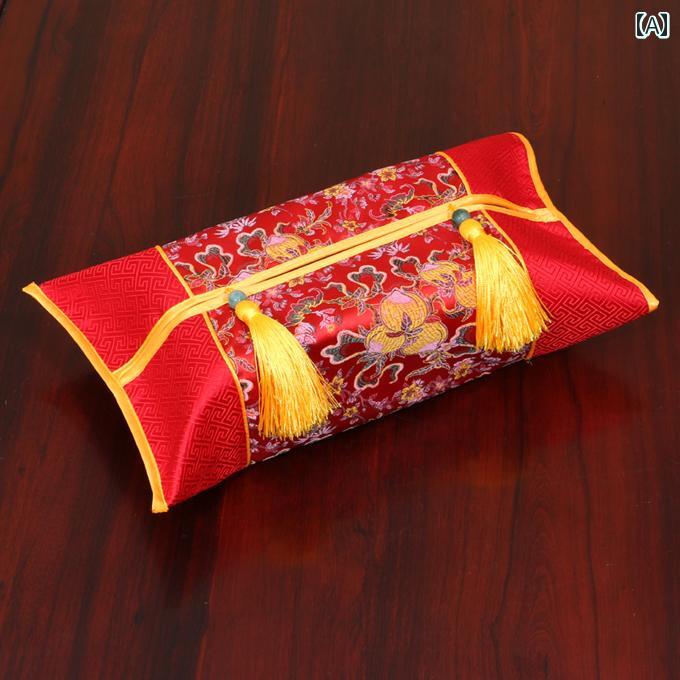 布 錦織 ティッシュカバー エスニック ちり紙 ケース エレガント 個性的 卓上 レストラン 飲食店 レトロ おじいちゃん おばあちゃん