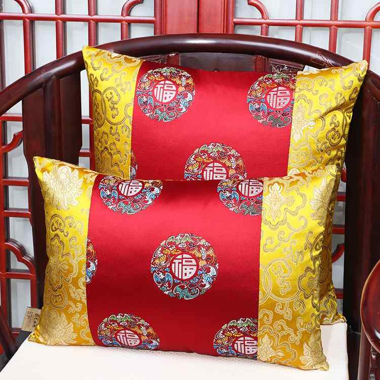 枕カバー チャイナ風 マホガニー ソファ リビング 寝室 オフィス 車 クッションカバー ホームデコ 椅子 背もたれ リラックス ファブリック インテリア クラシック オリエンタル