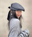帽子 ハンチング帽 韓国 ヘッド スカーフ リボン 女性用 ストラップ 日焼け防止 サンシェード キャップ 薄型 通気性(4)
