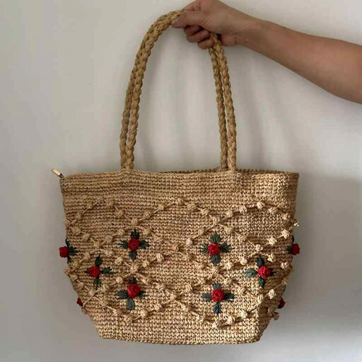 ストローバッグ ビーチ レジャー ボヘミアン ホリデー ファッション ショルダーバッグ ラフィア 織り バッグ レトロフレンチ 花柄 ストローバッグ ビーチ レジャー ボヘミアン ホリデー ファッション ショルダーバッグ ラフィア 織り バッグ レトロフレンチ 花柄