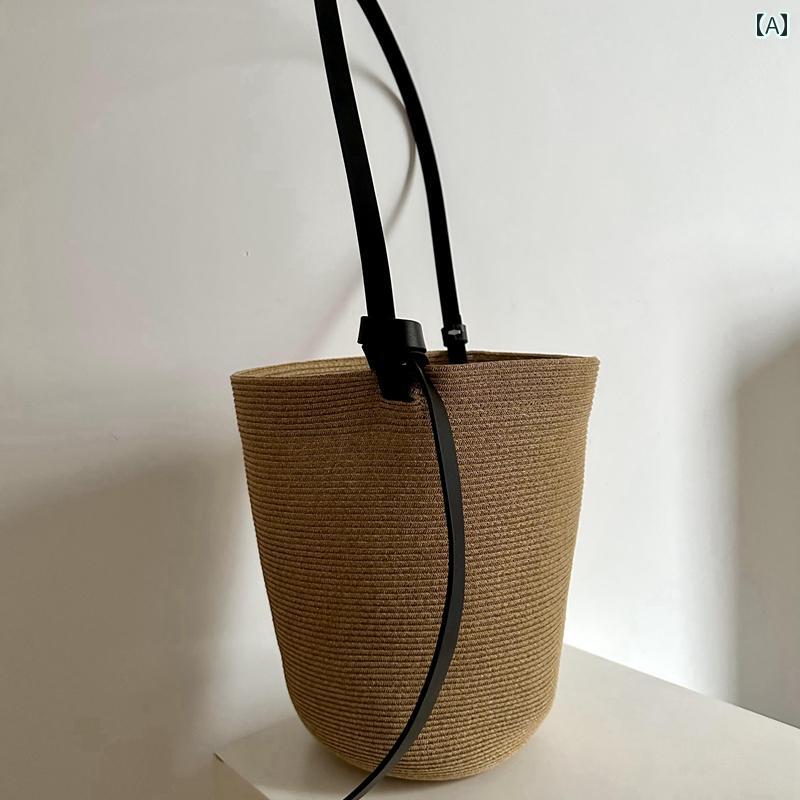 かごバッグ ストローバッグ ピクニック ビーチ レジャー ボヘミアン 夏 バケット バッグ クロス ボディ..