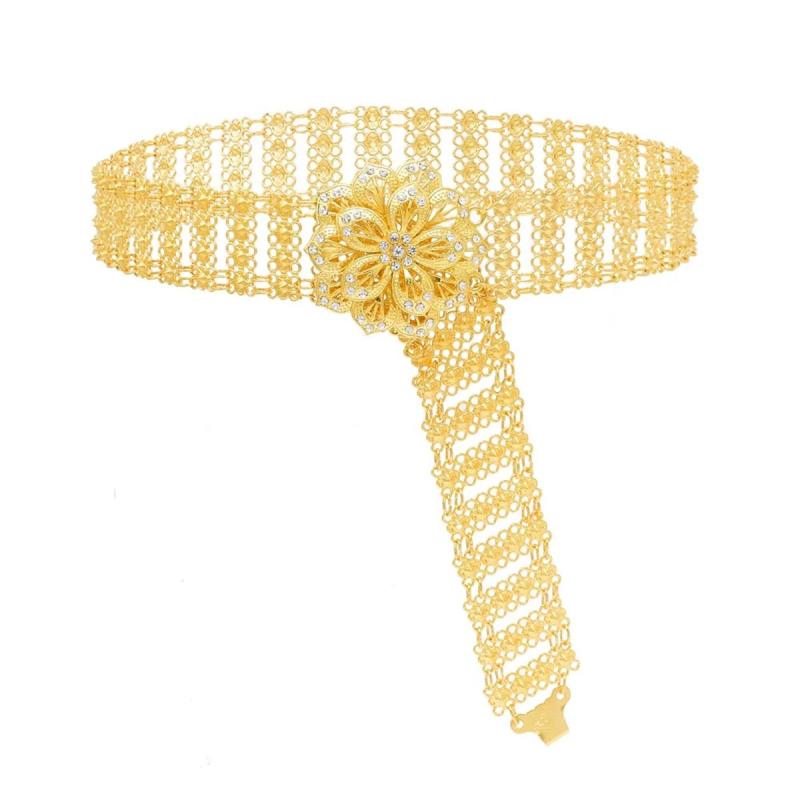 ウエストチェーン インド 民族 レディース ファッション ベルト ゴールド フラワー アクセサリー ベリ..