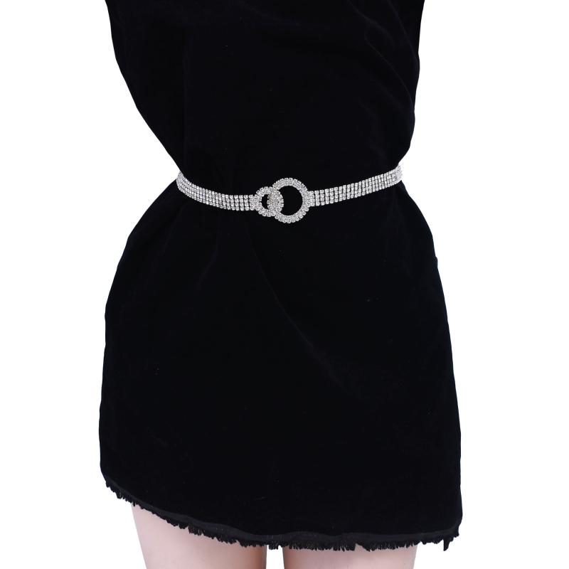 ウエスト チェーン シルバー ライン ストーン サークル ダンス 水着 アクセサリー ハイエンド ファッション 女性 エレガント