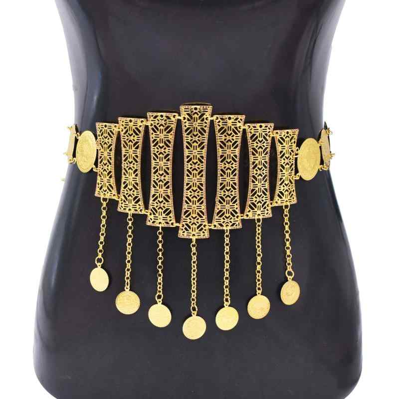 ウエスト チェーン ダンス 水着 アクセサリー エキゾチック エスニック ボディ ベルト ゴールド コイン 不規則 形状 ロング タッセル メタリック