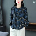 レディース ファッション トップス ママ 夏 長袖 シフォン シャツ 女性 若見え 軽量 通気性 ラウンドネック 母の日 ギフト