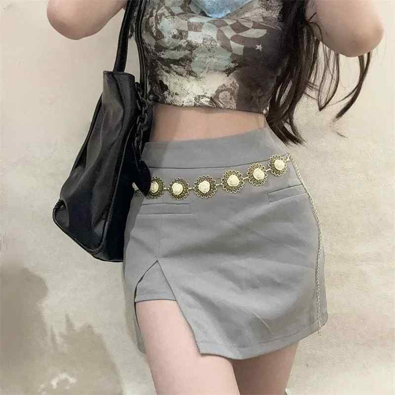 ウエスト チェーン レトロ メタル 蝶 花 アート デザイン 軽量 ハイエンド エキゾチック エスニック ボディ スカート レディース ダンス 水着 アクセサリー