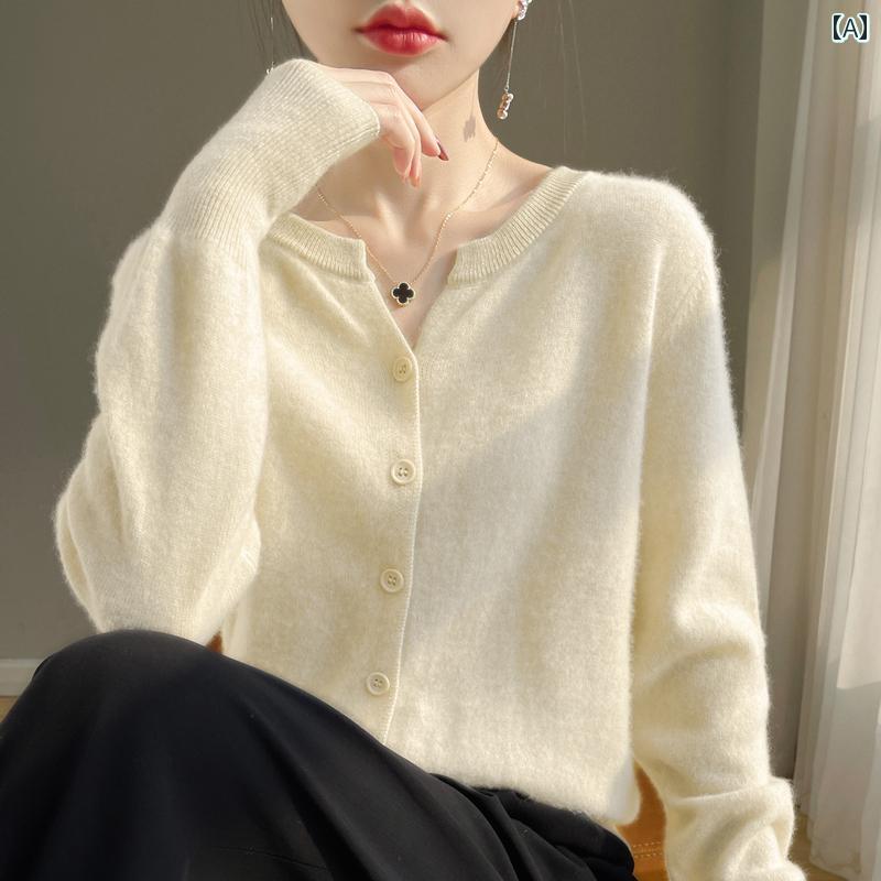 Other - レディース ファッション トップス 春 シック カーディガン Vネック 薄手 セーター ゆったり ニット ジャケット 無地 長袖