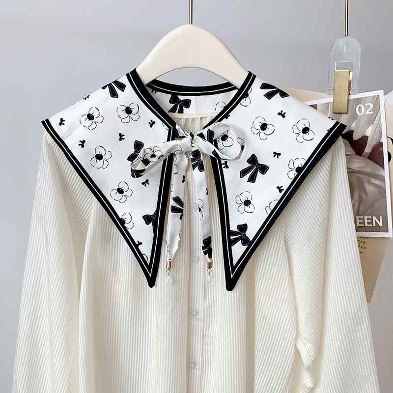 ショール つけ襟 黒白 チェック柄 春夏 アウターウェア 小さい レディース スカーフ 秋 韓国 飾り襟 ガーリーキ ュート かわいい レース