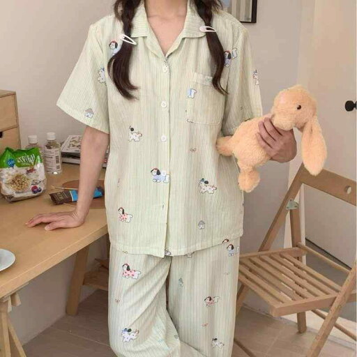 パジャマ 部屋着 夏 綿 二重ガーゼ 半袖 ズボン ラペル 柔らかい リラックス レディース ナチュラル ホームウェア パジャマ 部屋着 夏 綿 二重ガーゼ 半袖 ズボン ラペル 柔らかい リラックス レディース ナチュラル ホームウェア