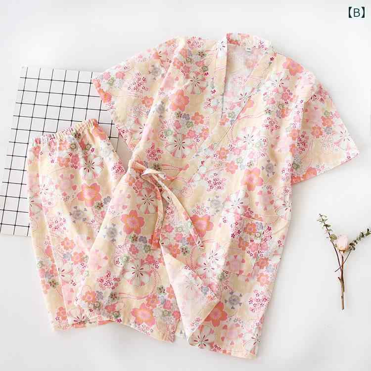 パジャマ ルームウェア レディース 甚平 夏 半袖 3点セット コットン ガーゼ ゆったり 通気性がいい 快適 ナイトウェア