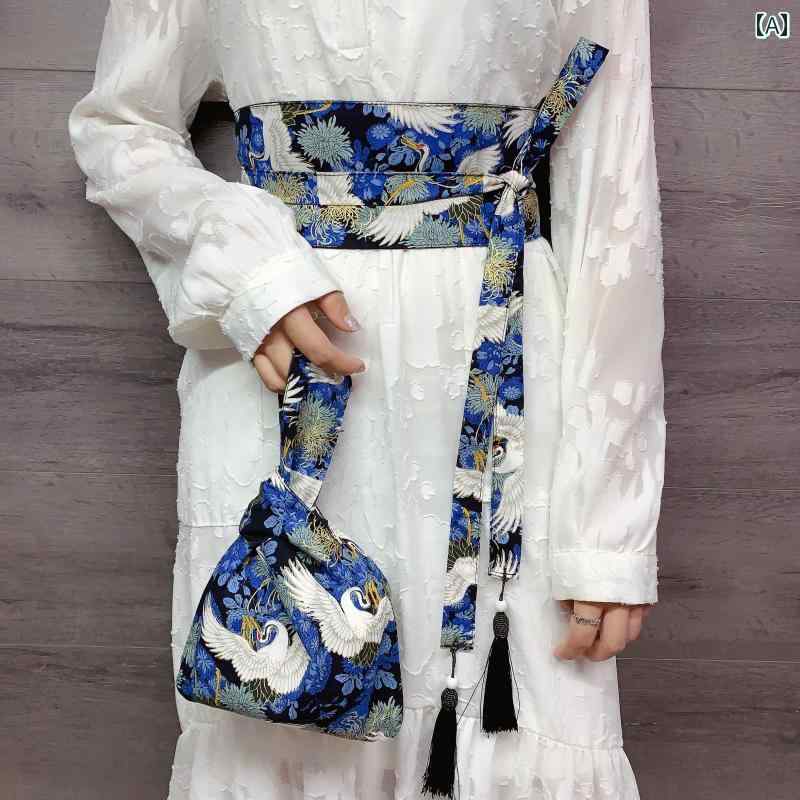 ハンドバッグ レディース 和風 伝統 鶴柄 コンパクト フォーマル 着物 エレガント 個性的 ユニーク おしゃれ ポータブル 高品質