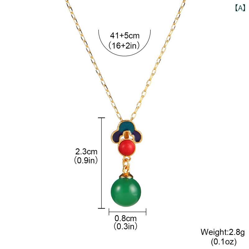 ネックレス カラー ビーズ アクセサリー 中国 中華 宮殿 レトロ チャイナ ゴールド 細 チェーン 高級感 カジュアル