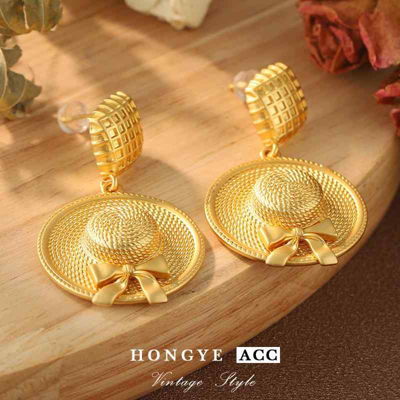 レディース 麦わら帽子 ピアス フレンチ レトロ シンプル ファッション おしゃれ アクセサリー 軽量 万能