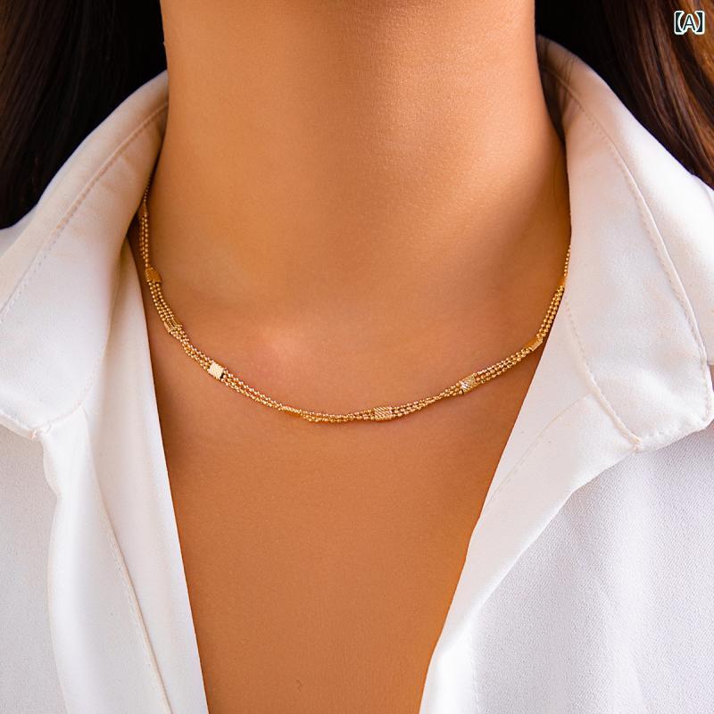 レディース アクセサリー アメリカ クール ファッション チェーン カジュアル ネックレス チョーカー シンプル スネークボーンチェーン