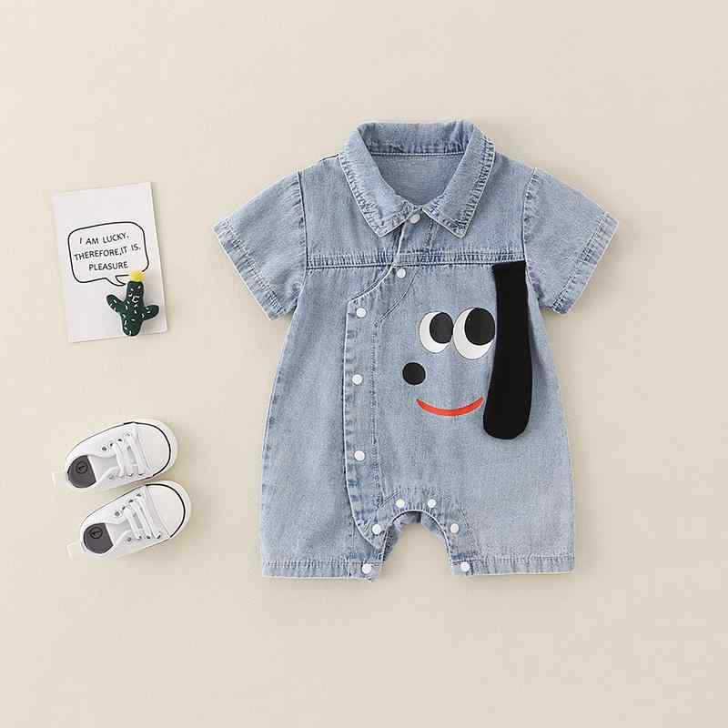 楽天ラ・グラーヌロンパース ベビーウェア 夏 新生児 男の子 薄手 スタイル デニム 個性 ユニーク デザイン 半袖 簡単脱着 カジュアル かわいい お出掛け着 ギフト デイリー