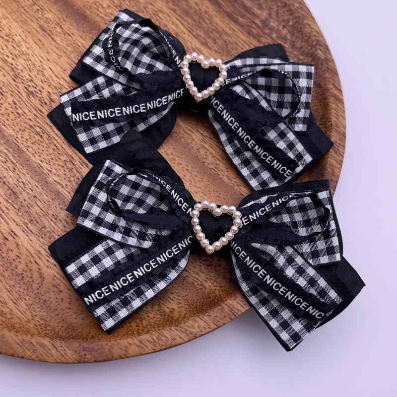 シューズクリップ パンプス 靴飾り ハート パール フリル リボン ビジュー レディース ファッション シューズアクセ モノトーン チェック柄 取り外し可能 デコパーツ クリップ バックル アクセント アレンジ