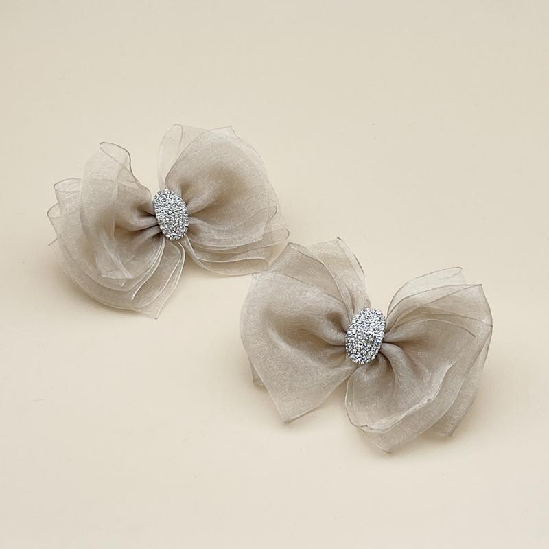 パンプス 靴飾り 装飾 ベージュ ラインストーン メッシュ レース リボン 取り外し可能 靴アクセ クリップ バックル シューズ サンダル レディース ファッション パーティー ドレスアップ