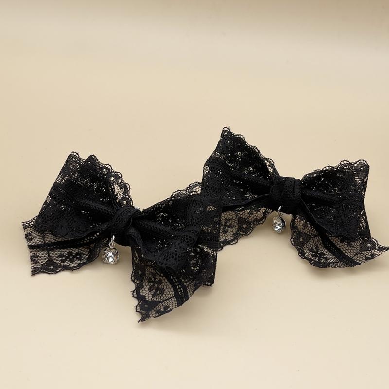 パンプス 靴飾り 装飾 レディース ファッション 黒 レース リボン 取り外し可能 ビジュー クリップ バックル シューズ サンダル ハイヒール ゴシック ロリータ アクセサリー アレンジ レトロ