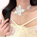 レディース アクセサリー 白い レース 花 タッセル ネックレス レトロ 宮殿 パール ネックストラップ 鎖骨 チェーン おしゃれ エレガント アーバ ン スタイリッシュ ラグジュアリー フェミニン