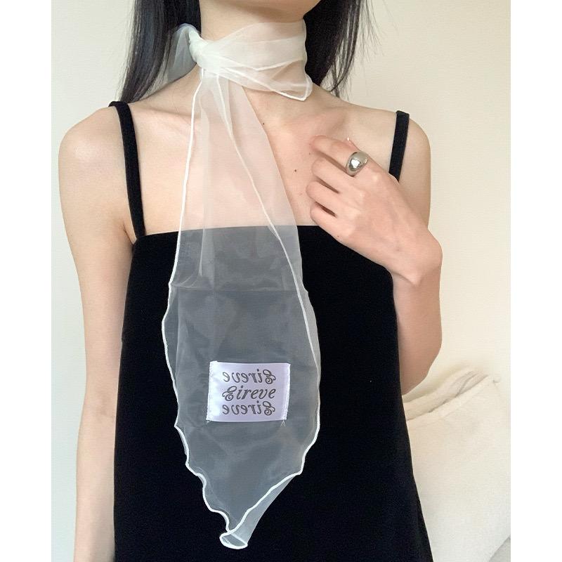 スカーフ 雰囲気 オーガンザ フェイクシルク アクセサリー ヘア バンド 薄型 レース 糸 装飾 カジュアル 韓国 ファッション レディース 女性 軽量 ソフト...