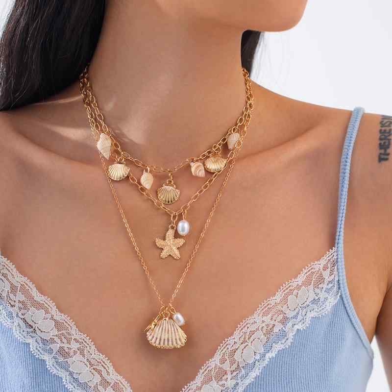 レディース アクセサリー 3ピース コンク シェル ネックレス セット 夏 ヒップホップ ファッション 海辺 旅行 おしゃれ ガーリー キュート スタイリッシュ ラグジュアリー(4)