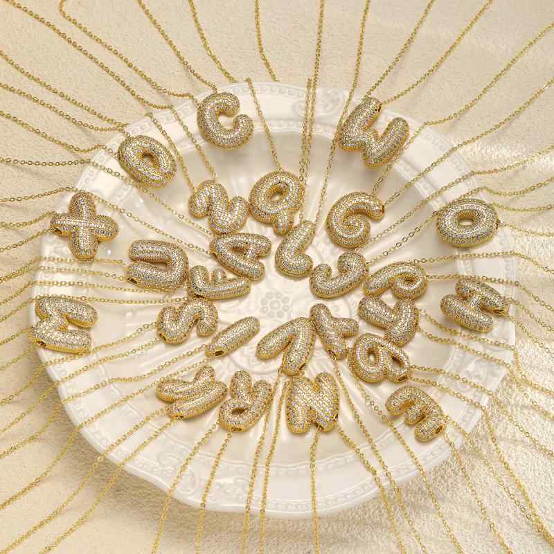 アクセサリー 女性用 26文字 英文字 ネックレス 女性用 ラインストーン 銅 おしゃれ エレガント クール パーティー アーバン スタイリッシュ ラグジュアリー(4)