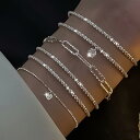レディース アクセサリー 女性用 ブレスレット 6点セット キラキラ ジルコン チェーン シンプル 軽量 おしゃれ 万能