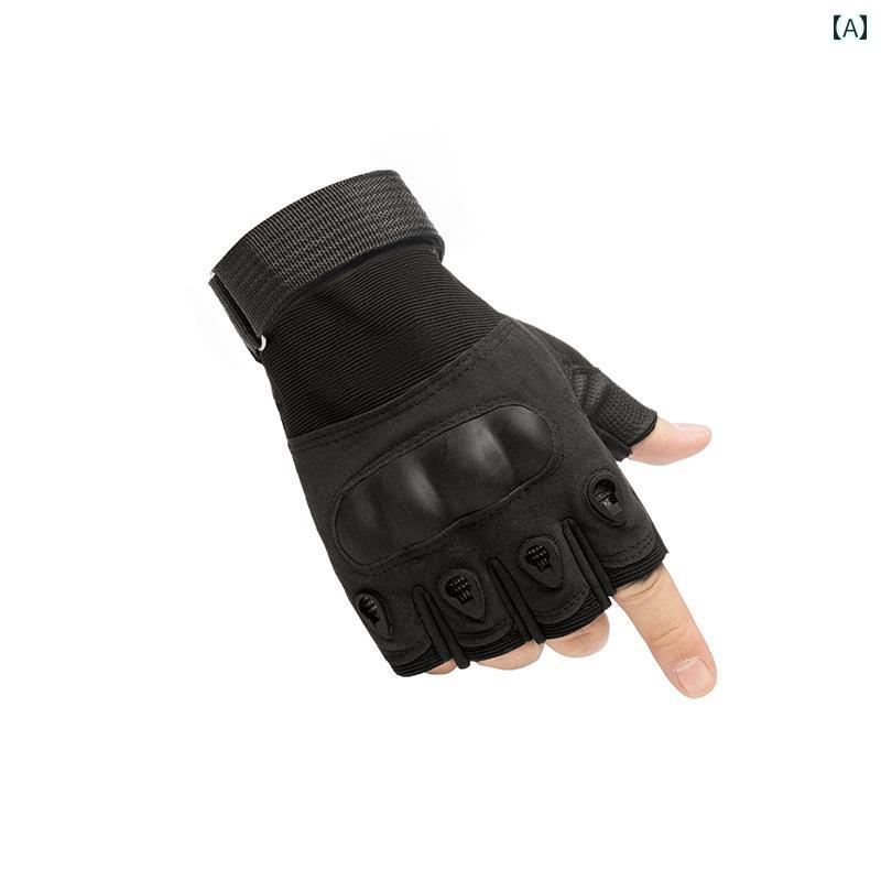 男性用 ハーフフィンガー グローブ ハーフカット 軽量 滑り止め 戦闘 サイクリング スポーツ フィット..