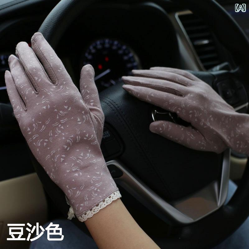 ドライビング グローブ 冷感 春夏 レディース 薄手 手袋 運転 サイクリング 軽量 タッチスクリーン 日焼け防止 フルフィンガー ショート 弾性 滑り止め アウトドア