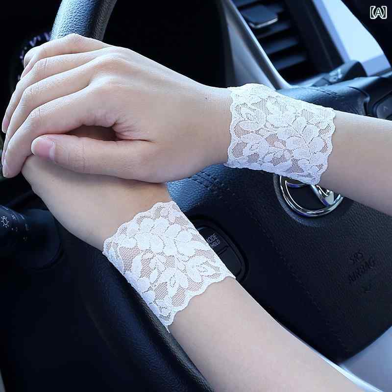 リストバンド 傷跡やタトゥーを隠す 女性用 夏 薄手 ショート 弾性 レース アクセサリー リストガード 通気性 上腕 肘 保護