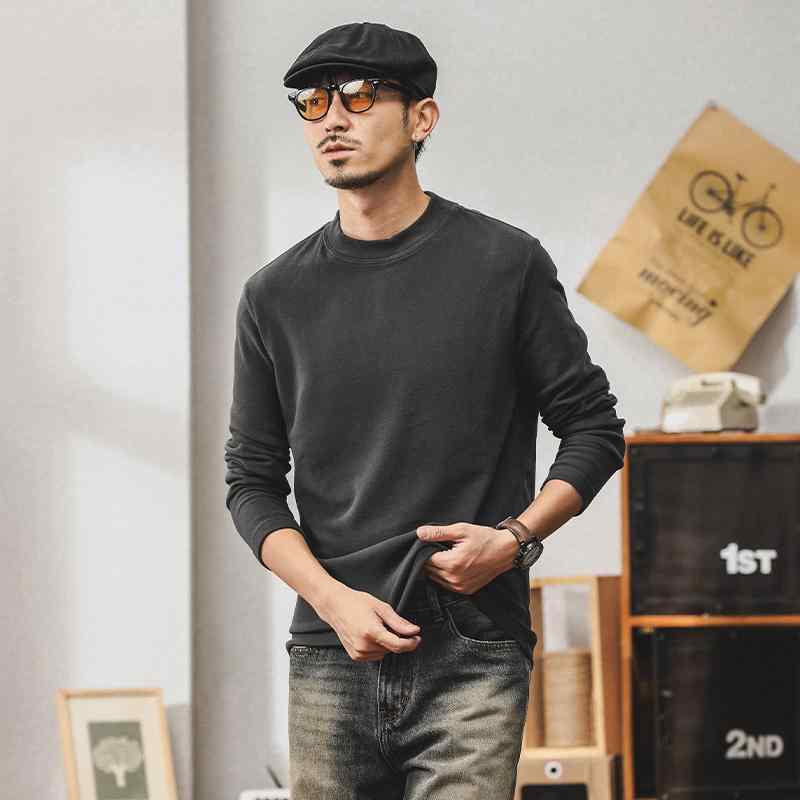 春秋 英国風 タートルネック ハイネック レイヤリング 清楚感 シンプル シャツ メンズ 無地 おでかけ フォーマル 暖かい インナーウェア 長袖