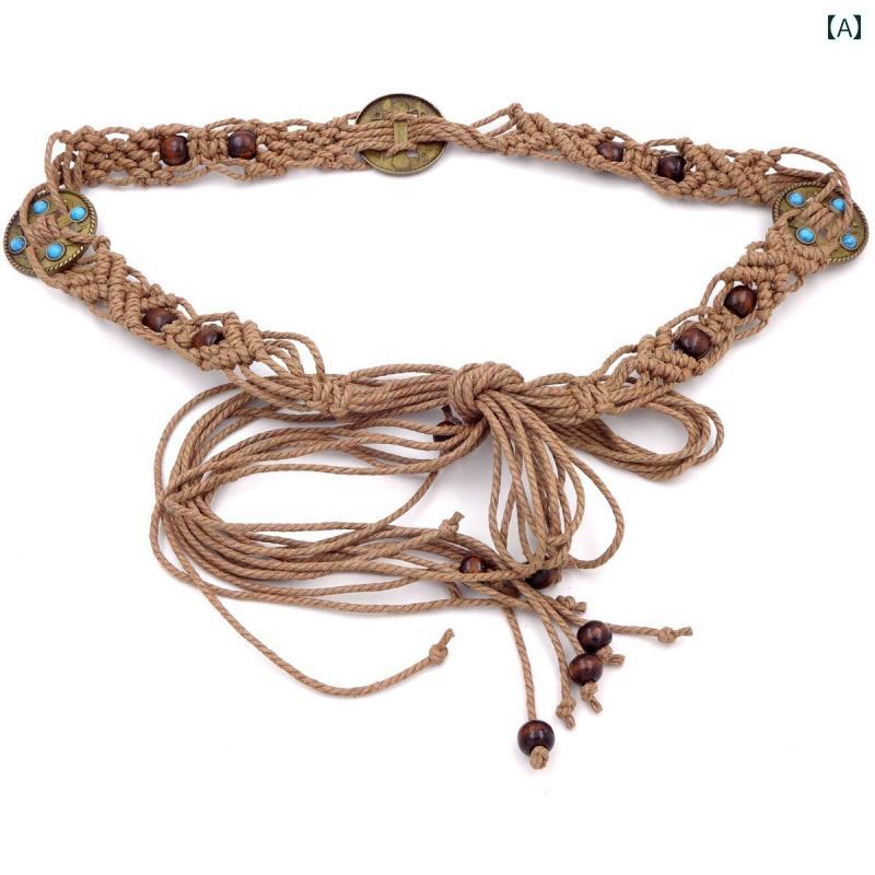 紐ベルト 民族風 レディース アメリカ ベルト モダン 編み込み 女性 ウエストチェーン モード ボヘミア..