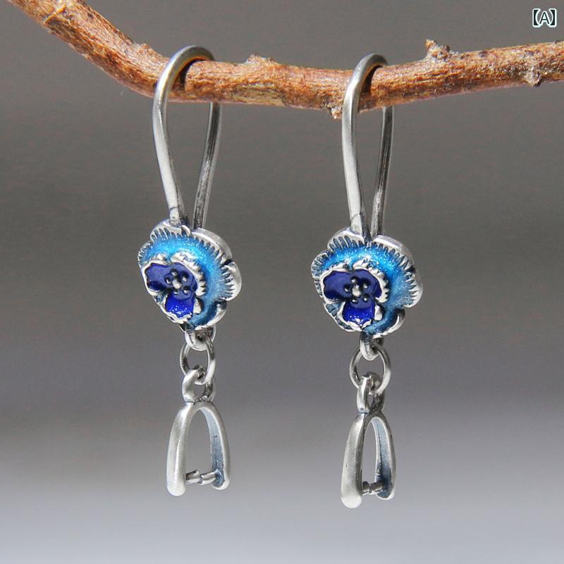 ピアス パーツ 素材 DIY レディース アクセサリー イヤーフック シルバー エスニック 花モチーフ ハンドメイド 手作り ヴィンテージ エレガント フラワー ユニーク