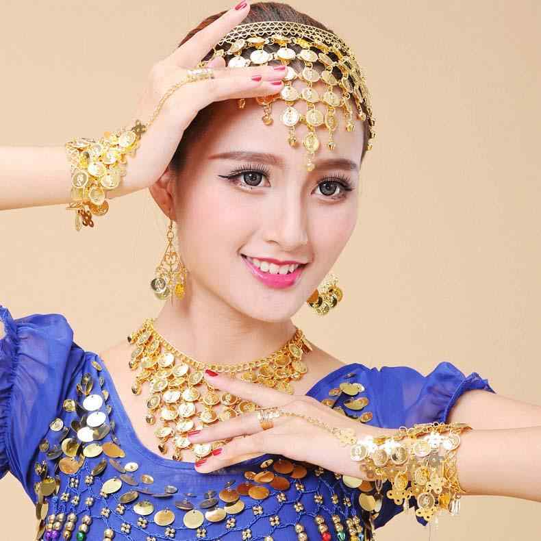 ベリーダンス ジュエリー セット エスニック エキゾチック インド ゴールド マルチレイヤー スパンコー..