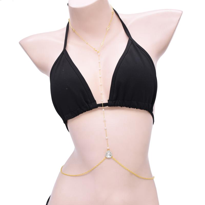 ネック ボディ チェーン ロング ラインストーン 象嵌 アメリカ 魅惑的 金 銀 吊り 鎖骨 チェスト アク..