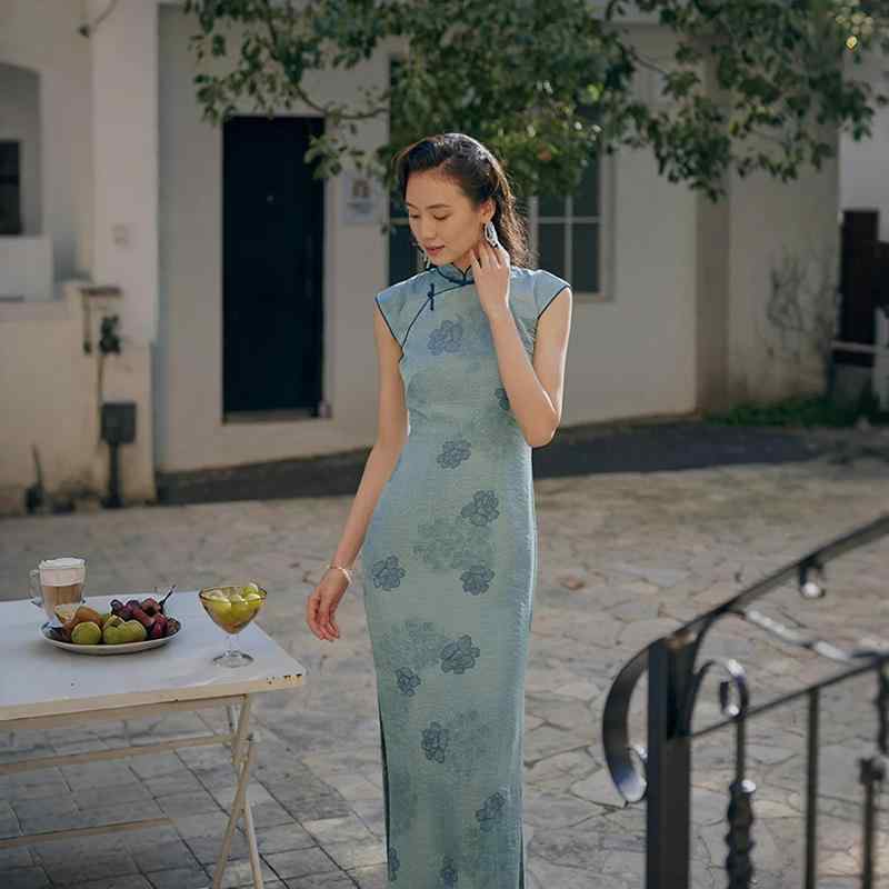 チャイナ ドレス レディース 春夏 サイド ジッパー ロング レトロ デイリー シンプル スリッド入り おしゃれ ワンピース