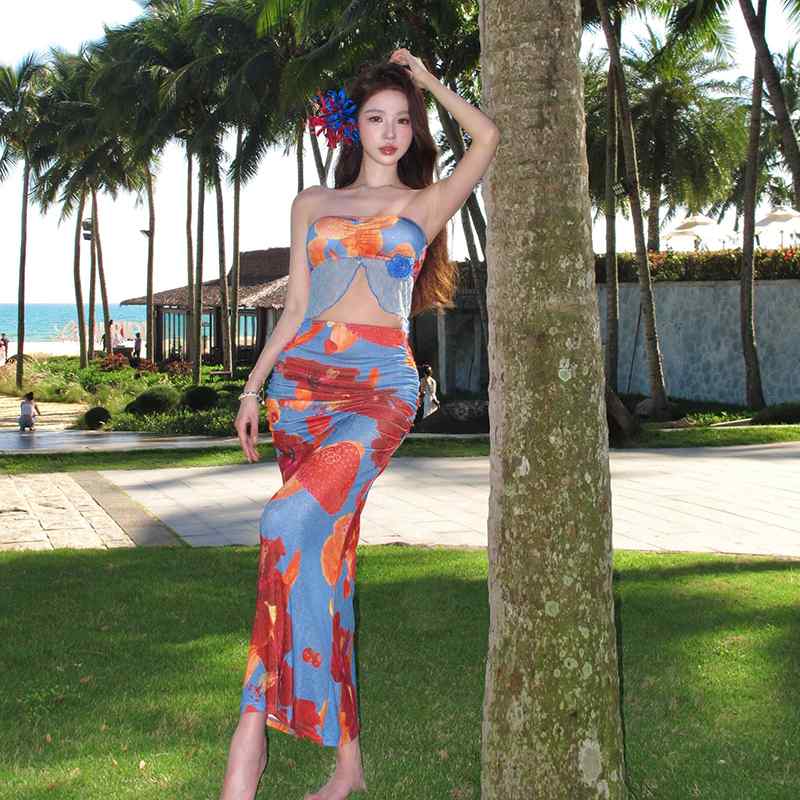 レディース 水着 ビキニ セパレート レトロ プリント セクシー おしゃれ カジュアル スカート ビーチ プール バカンス ファッション サマーウェア 夏 スタイリッシュ カラフル ユニークのサムネイル