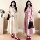 ワンピース 妊婦向け 夏服 半袖 ラウンドネック ロングドレス サマーワンピ 清涼感 お腹カバー シフォン 日常使い マタニティ カジュアル エレガント ゆった...